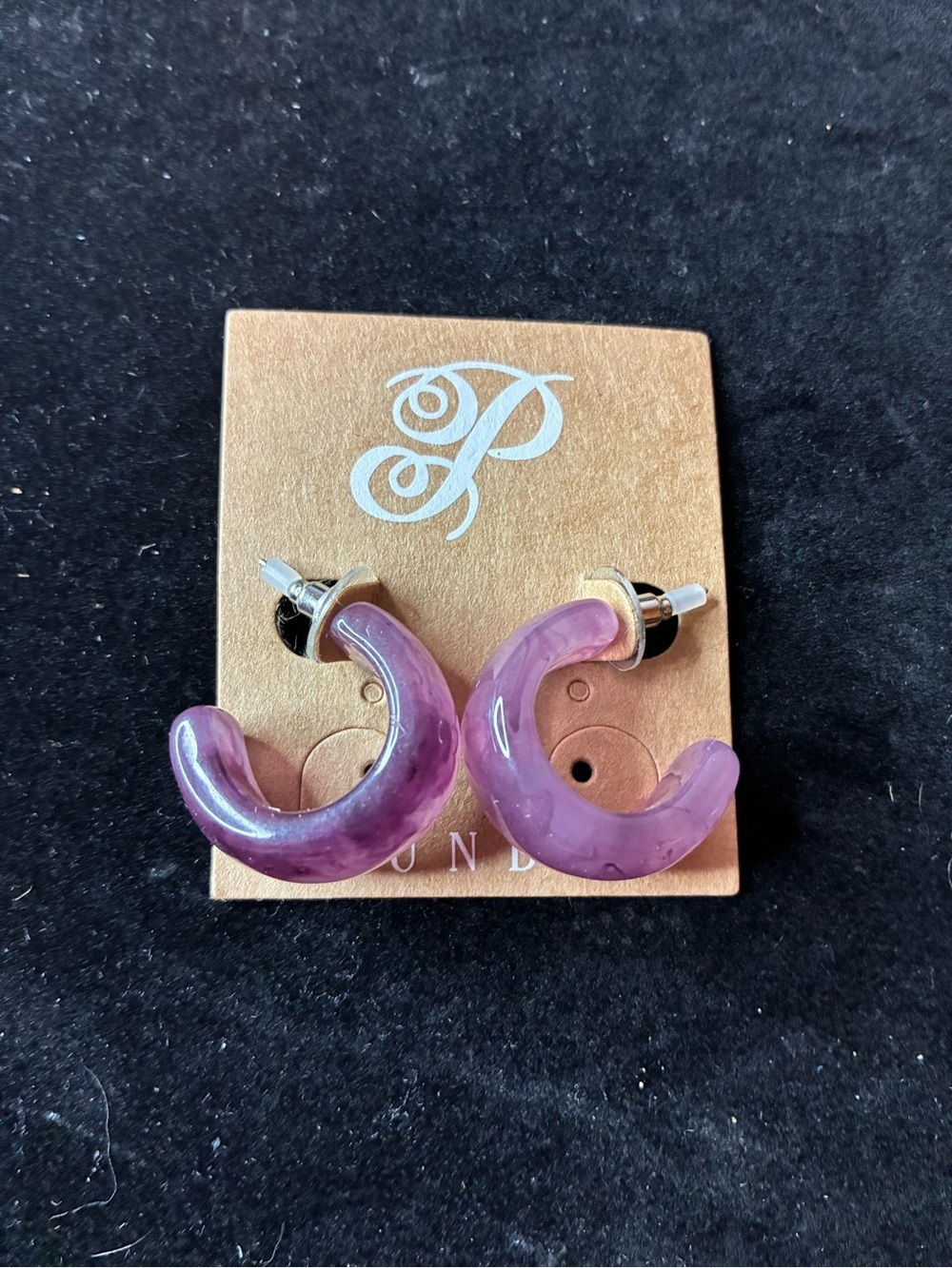 Plunder Purple Resin Hoop Earrings NWT - Picture 2 of 5